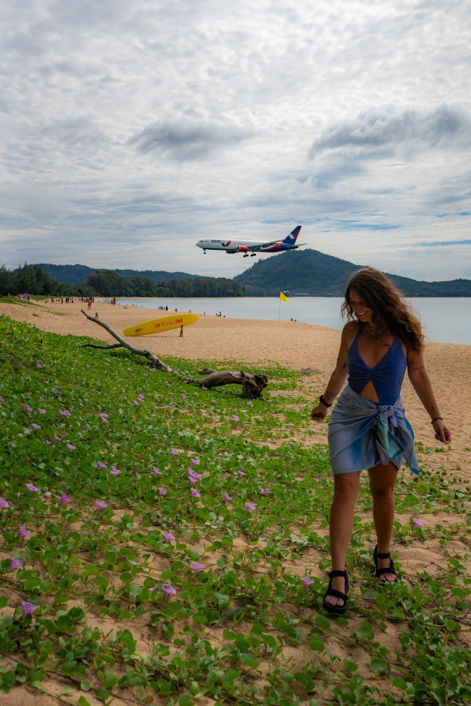 Phuket Thailand lounging next to the airport on the beach 