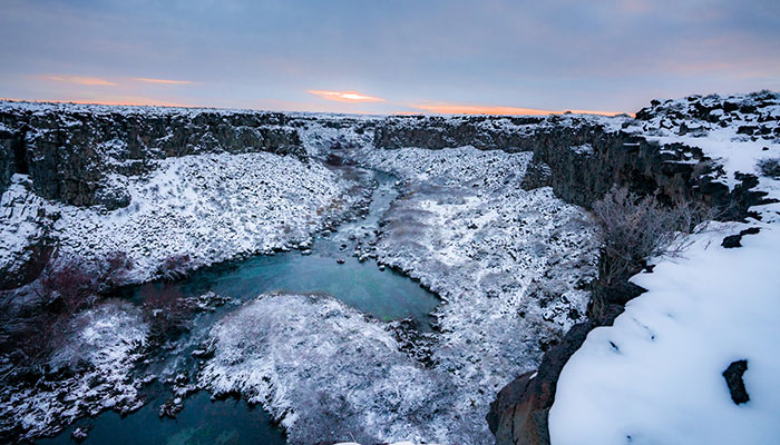 Snow at Box Canyon State Park in Idaho 